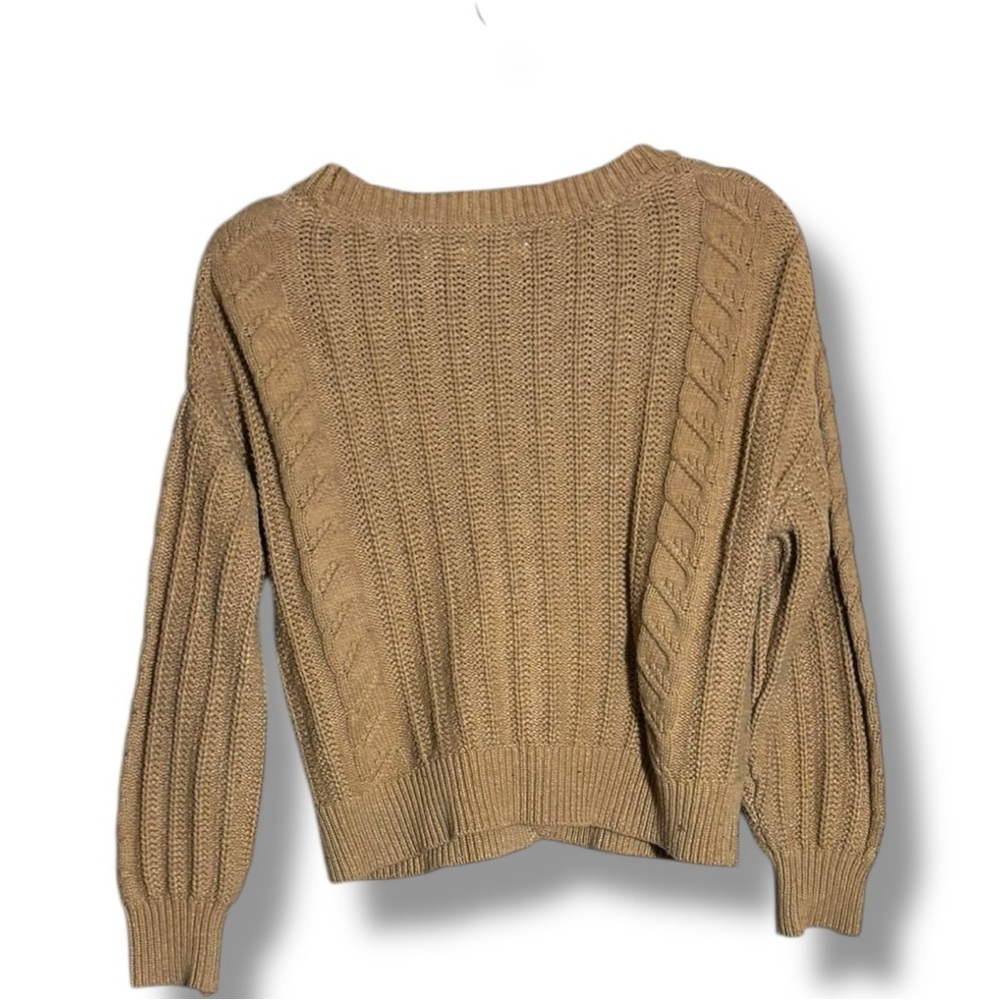 Cupcakes & Cashmere Tan Long Sleeve Button Down Cozy Cable Knit Cardigan - Picture 15 of 16